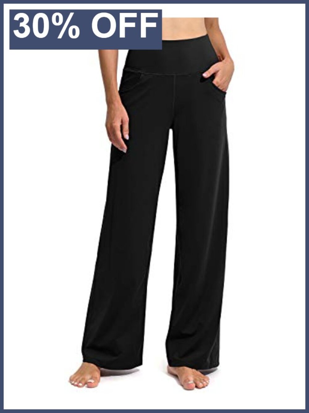 Wide Leg Yoga Pants High Waist Stretch with Pockets Pull On Active